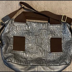MARC JACOBS leather gunmetal metallic crossbody